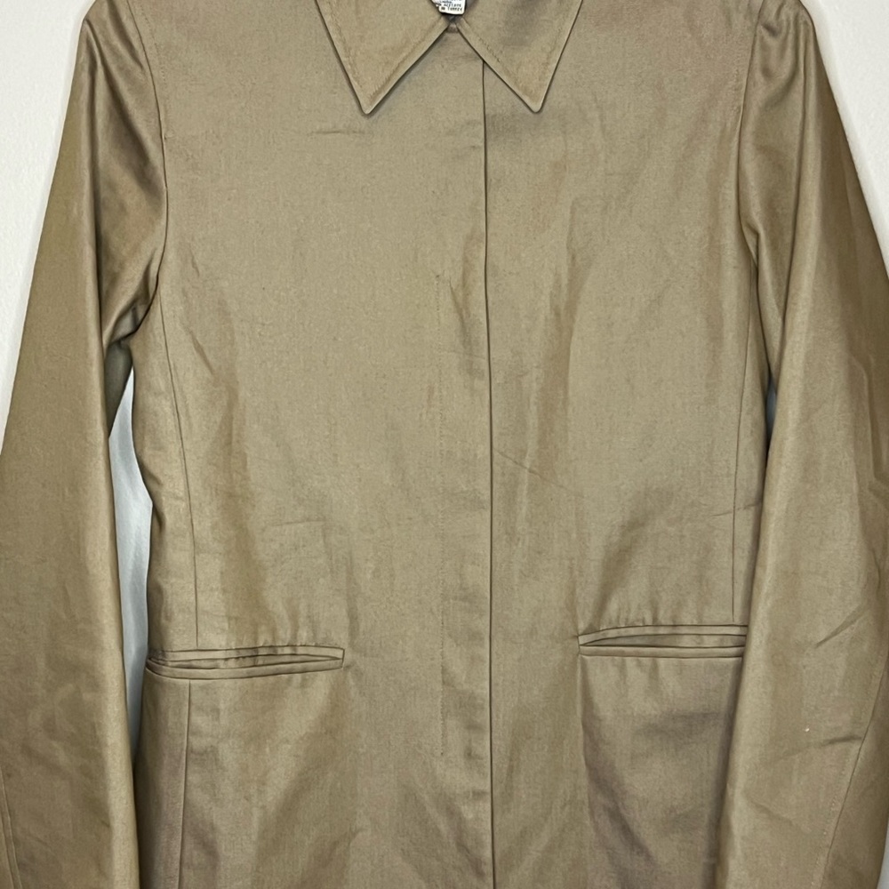 Ann Taylor Loft Khaki Jacket Trench Coat Concealed Placket w/pockets Sz 2 Lined